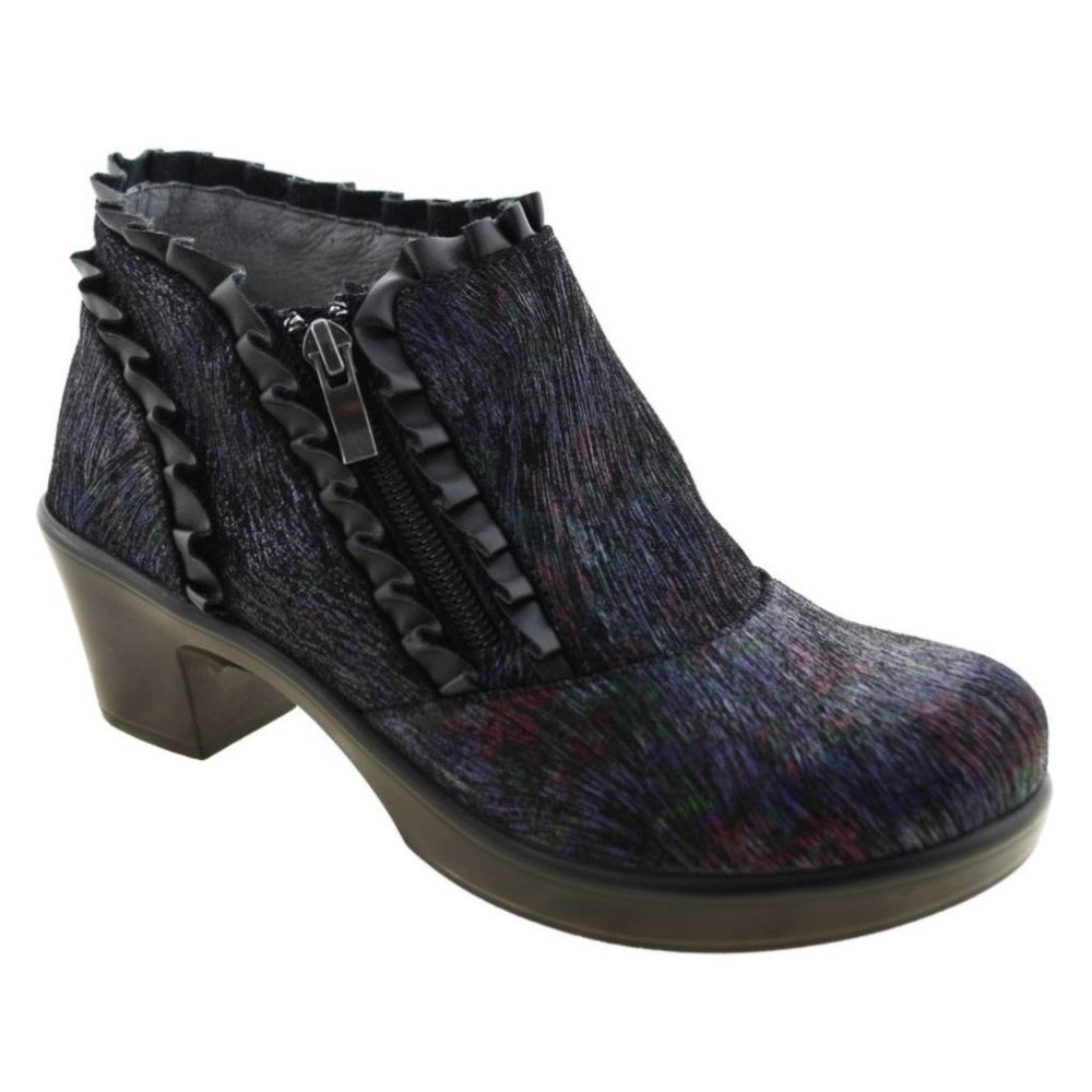 Alegria Boots Leather HAN-316 Ruffle Comfort Ankle Bootie Women US Sz 7.5 Eu 38